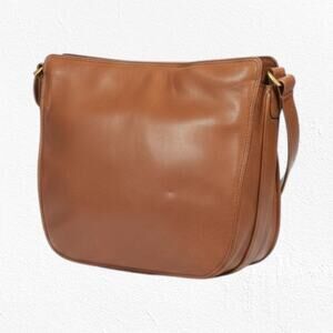 Vintage 1980s Plinio Visona Cognac Brown Leather Hudson’s Crossbody Bag NWT